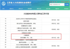 據(jù)人社廳發(fā)布：2022年江蘇二級建造師考試時間在6月11日、12日進(jìn)行